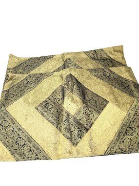 Gold & Black Brocade Pillow Shams Elegant Rectangular Zippered